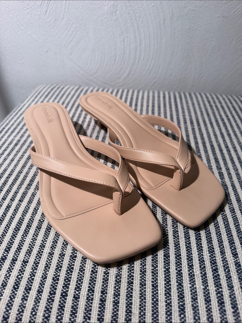 Open Edit Nude Square-Toe Kitten Heel Size 8.5